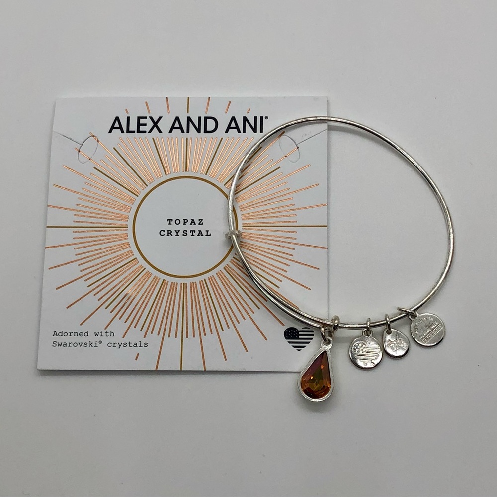 Topaz Birthstone Charm Bangle, November